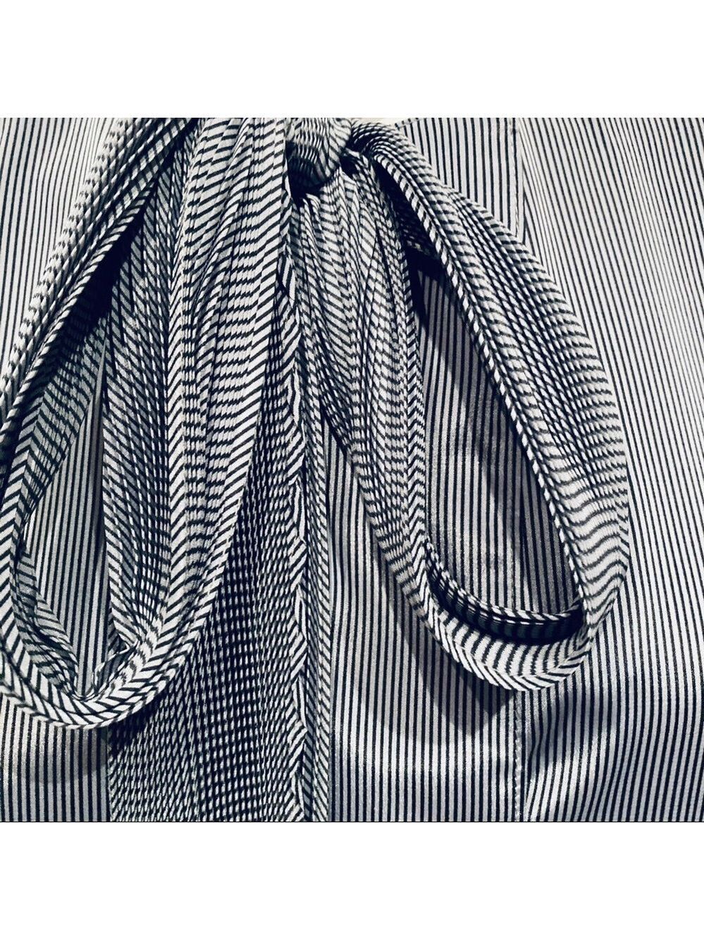 GABALIS Retro Black/Silver Stripe Tie Top Blouse M - Picture 10 of 11